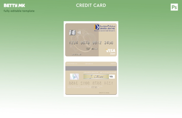 Модерен стил Шаблон за виза за дебитна картичка на Катар Доха банка